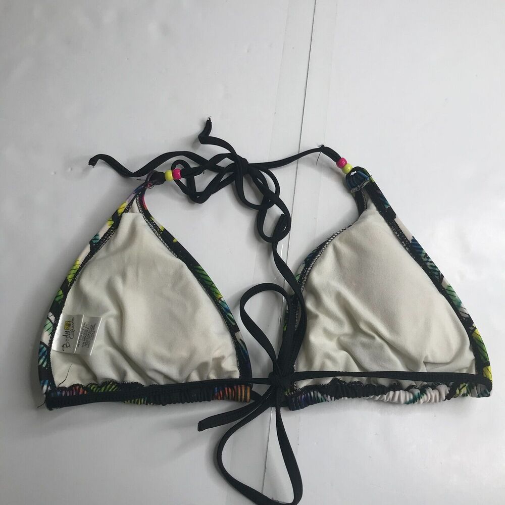 Body Glove Bikini Top Womens XL Multicolor Triangle Halter Tie Beaded Lined - Picture 5 of 8